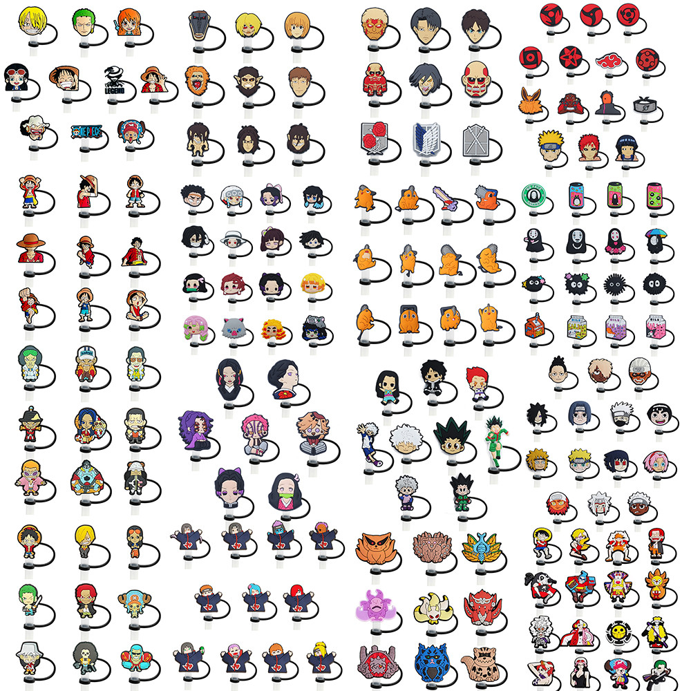 Japanese Anime Silicone Straw Toppers for 10mm,Straw Caps for Glass Cup,with 30&40Oz Tumbler with Ha