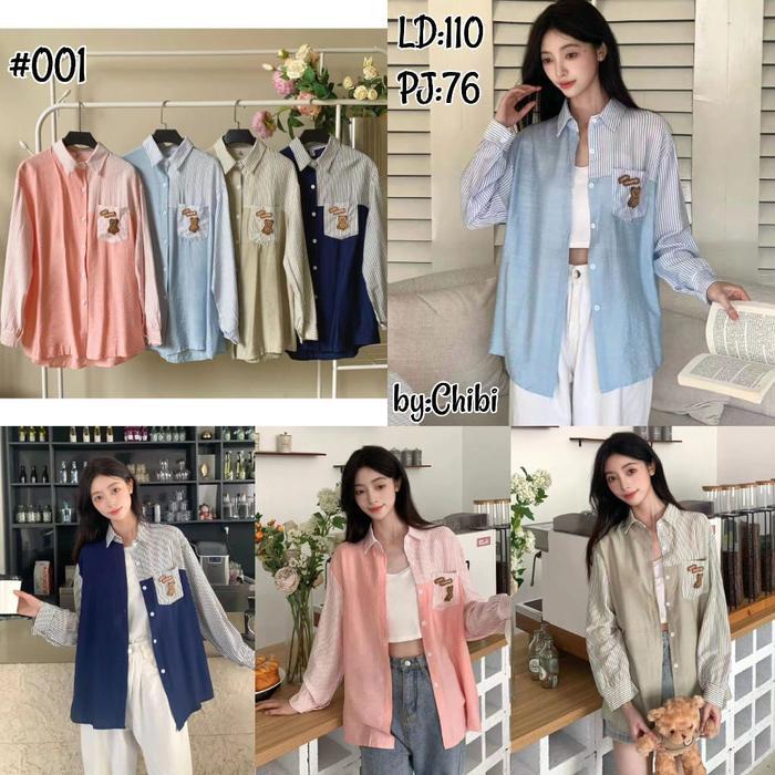 kemeja wanita lengan panjang/bahan katun premium Atasan Casual Dewasa Shakila Cewek Linen Oversize B