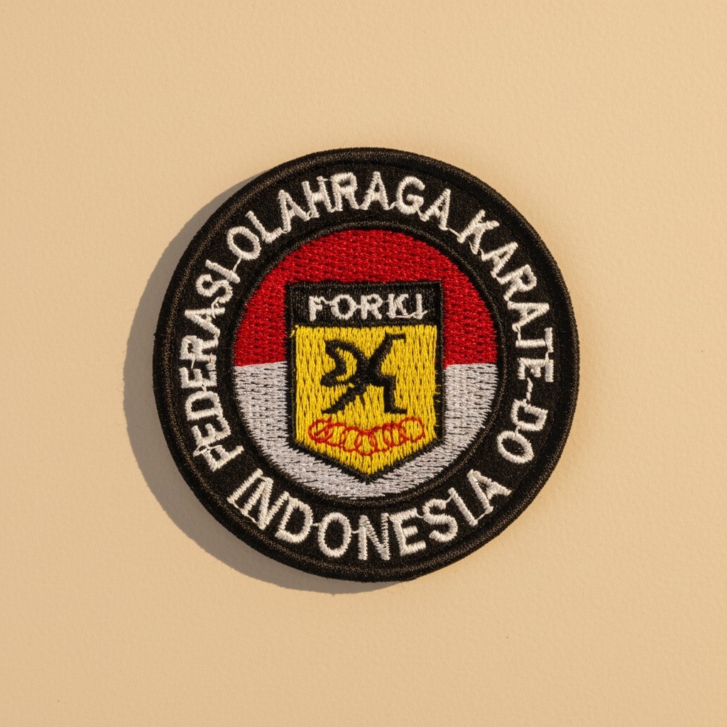 Bet Karate Emblem Bordir Tebal Premium – Patch Karate Atribut Resmi Seragam Karate Dojo Latihan Pert