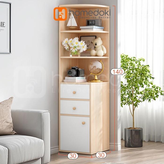 Rak Sudut Besar/Rak Buku Multifungsi/Rak Minimalis Kayu Serbaguna - S-Kayu