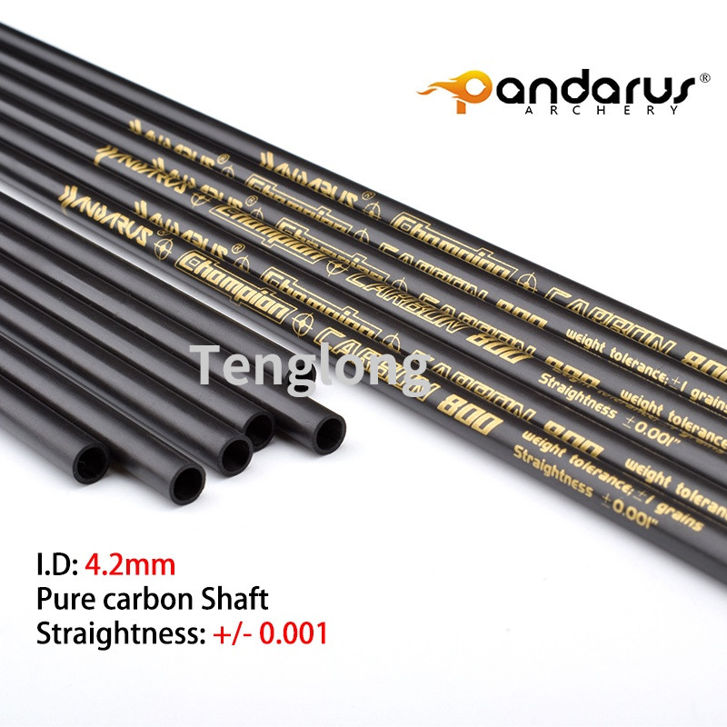PANDARUS 12pcs ID 42mm Straightness + 001 Pure carbon Arrow Shaft 30in SP 3501500