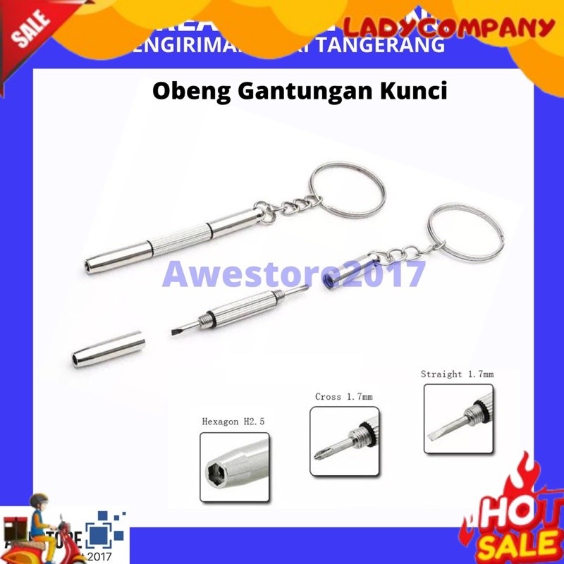 Obeng Kacamata Gantungan Kunci Mini Portable Baut Jam Key Chain Minus SALE 