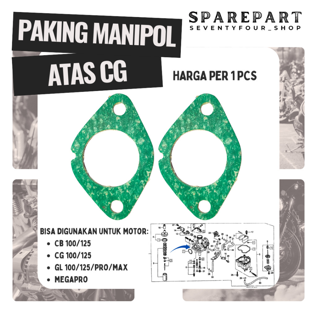 PAKING MANIPOL INTAKE GL PRO MAX NEOTECH CB CG PERPAK MANIPOL ATAS GASKET ORIGINAL SRM