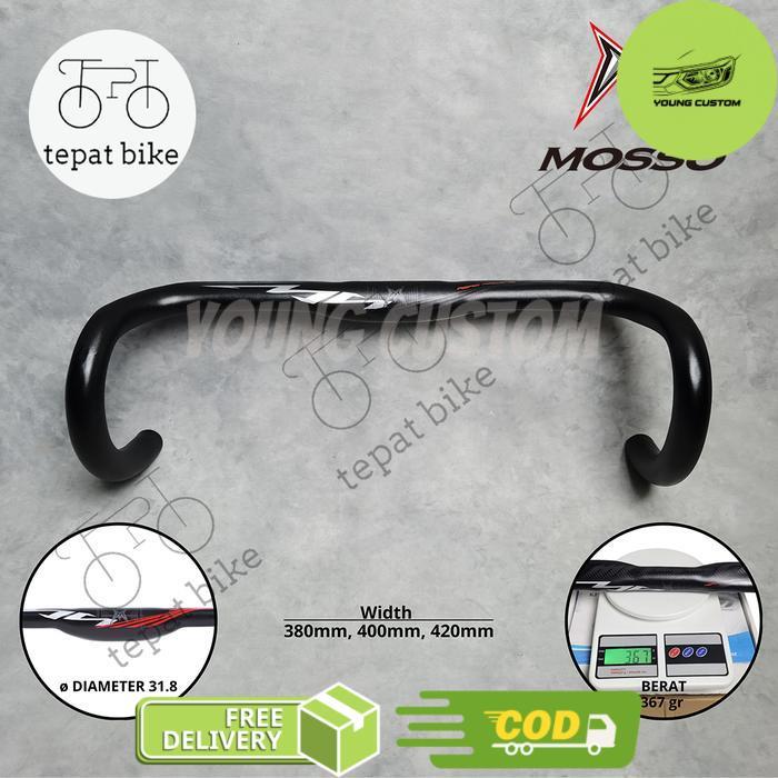 MOSSO Stang Balap Dropbar Aero Roadbike Alloy 380 400 420 Gepeng Pipih Ringan - 380 -young