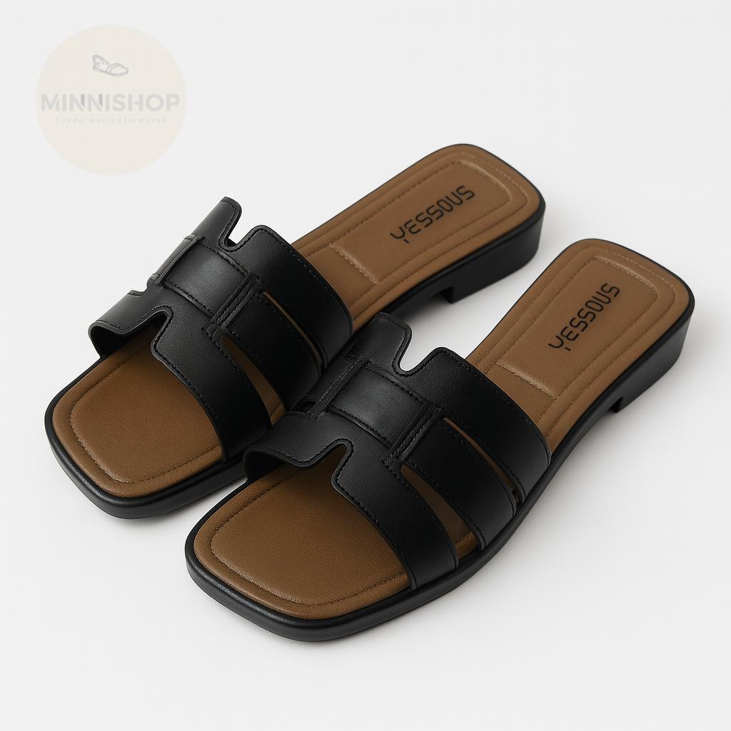 Sandal jepit wanita teplek ringan empuk anti slip karet HELIA
