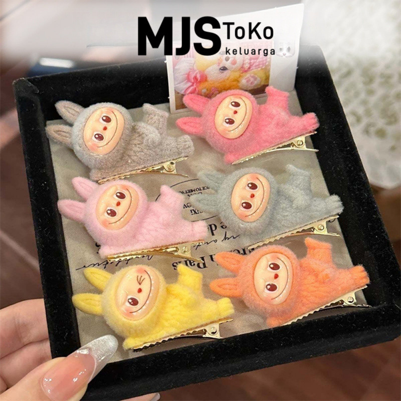 MJS Toko Jepit Rambut Anak Boneka Labubu Aksesoris Rambut Anak Jepit Rambut Karakter Lucu Bulu Lembu