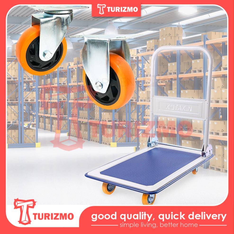 Roda Troli Barang 4 Inch Hand Truck Trolley Ban Karet Dorongan Gerobak Tebal