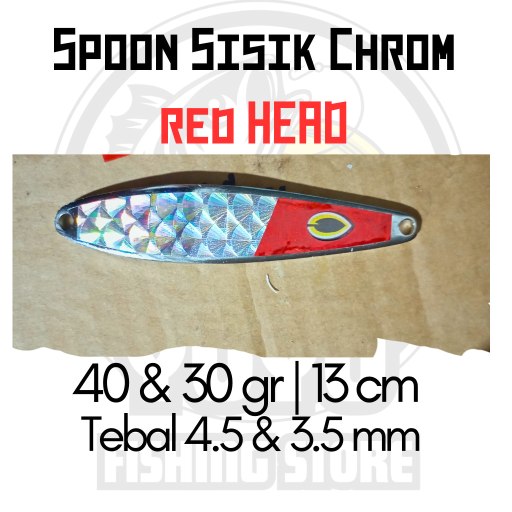 Spoon umpan tenggiri umpan ikan predator motif sisik lekuk S | Spoon Kepala Merah | Red head
