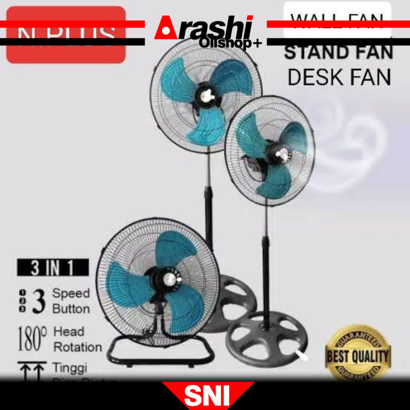 Kipas Angin Stand Fan Tornado N-PLUS 18 Inch Besi 3in1 Kipas Tornado 18"