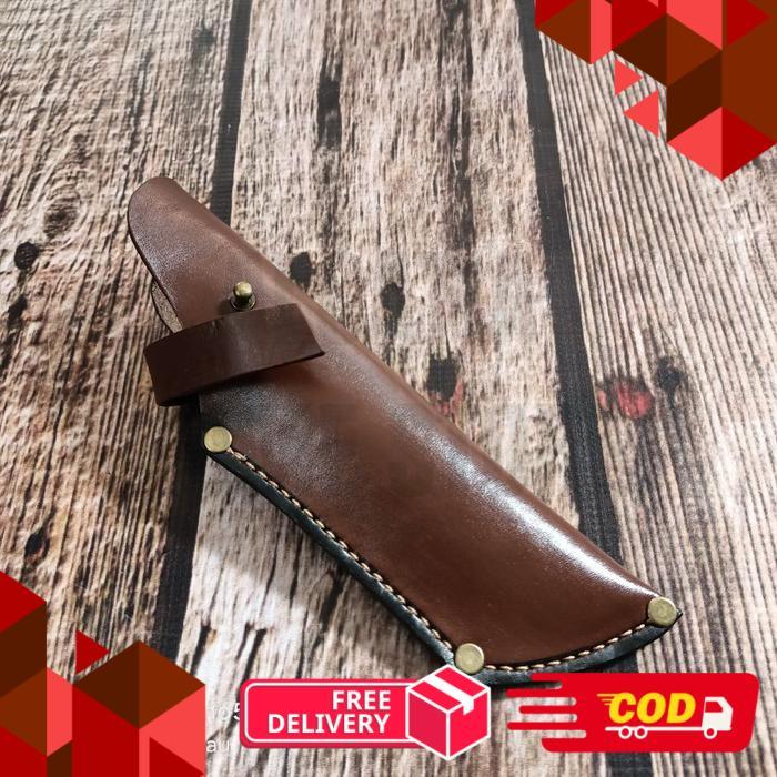 Sarung kulit asli pisau butcher victorinox tramontina lurus - 12 cm -alca