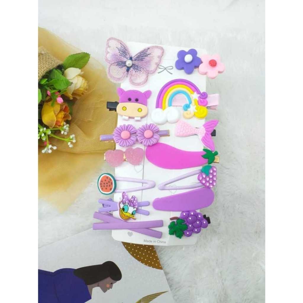 (TOS) Jepit rambut isi 14 pcs / 14PCS Jepit Rambut Anak Jepit Papan Korea Jepit Rambut Anak Gaya Kor