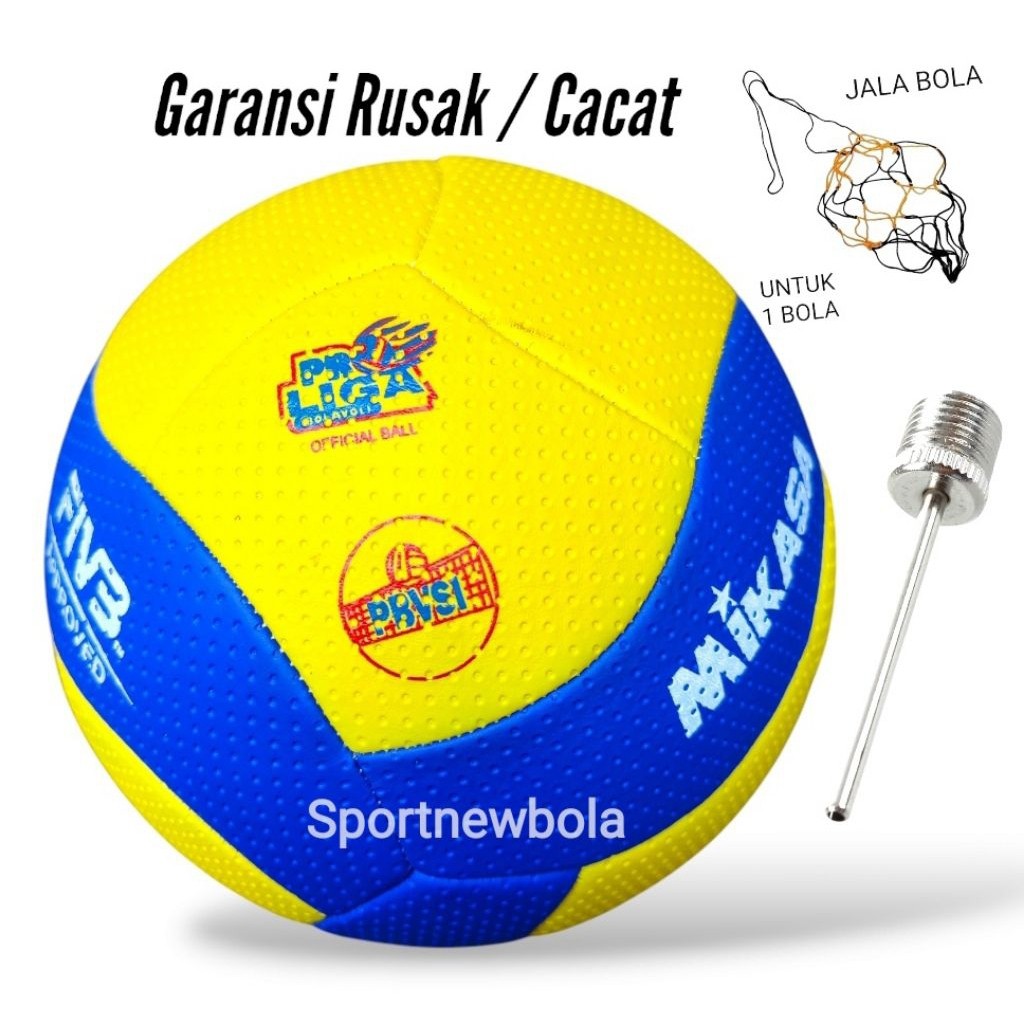 Bola Voli MIKASA V300W PRO LIGA Asli Jahit Bonus Pentil Jaring Bola Volley Mikasa Bola Voli Original