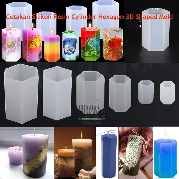 Cetakan Silikon Resin Cylinder Hexagon 3D Shaped Mold