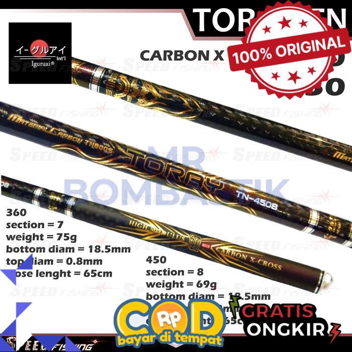 Tegek Iguruai Toray TN 360 450 Carbon X-Cross Pole Rod - 450 -bomb