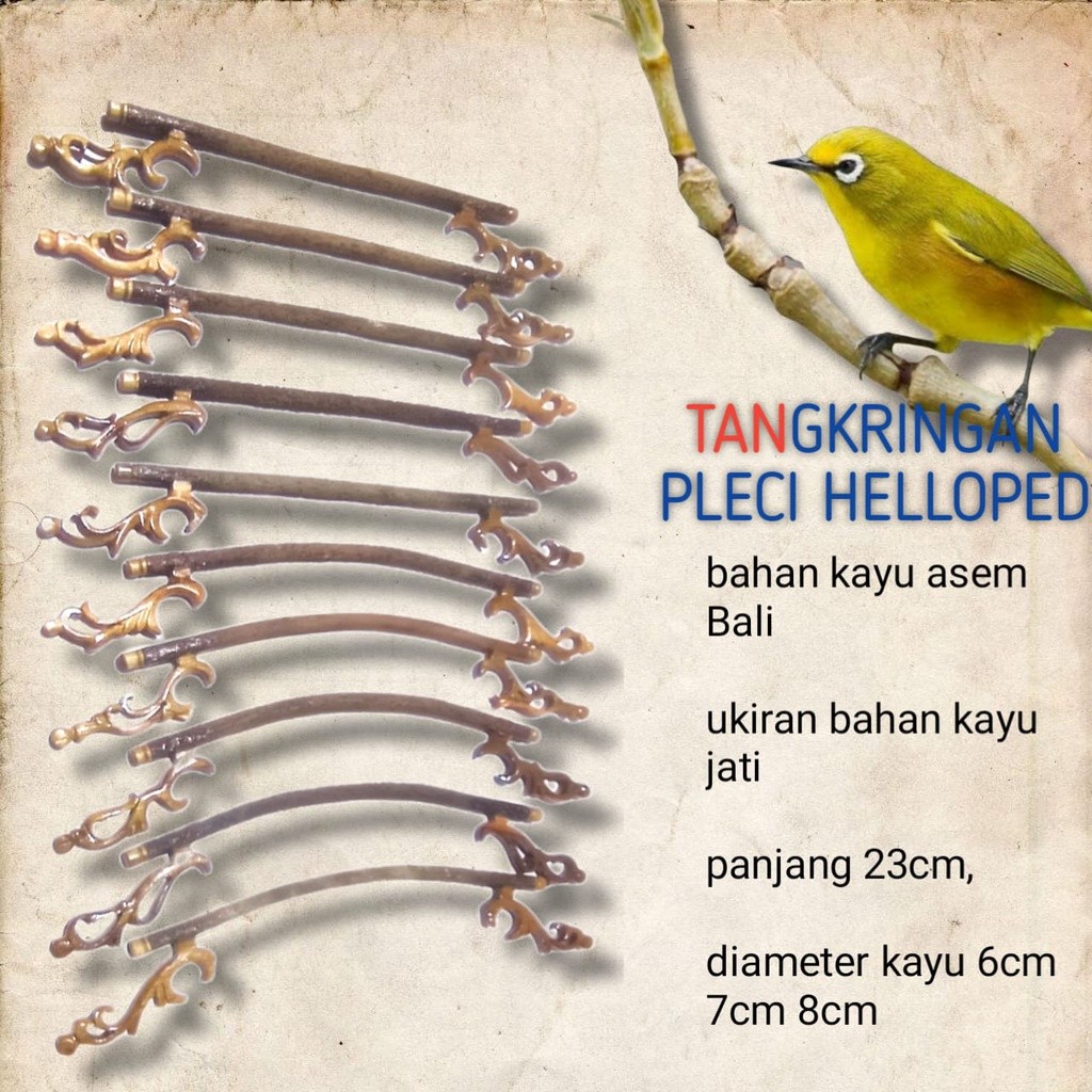 [promo] Tangkringan Ukir Pleci dan Konin Kayu Asem Burung Pangkringan Sangkar Heloped 23 CM Kotak PC