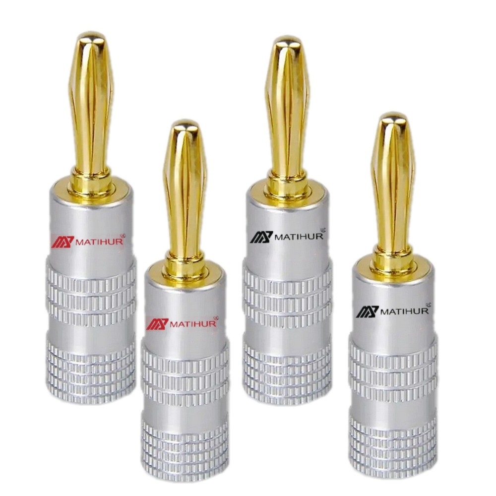 4pcs Matihur banana plug 24k gold plated GD Amp   gold plated copper OFC 4mm plug  Auo amplifier spe