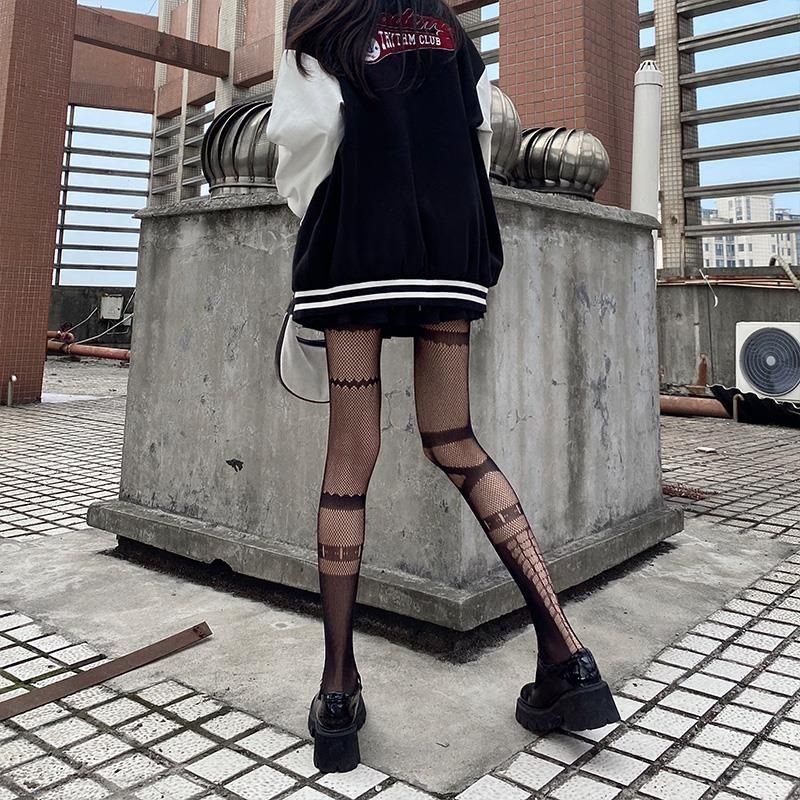 [Si Yun Ge] Stoking Jaring Wanita, Stoking Hitam Tipis, Stoking Jaring Tunggal