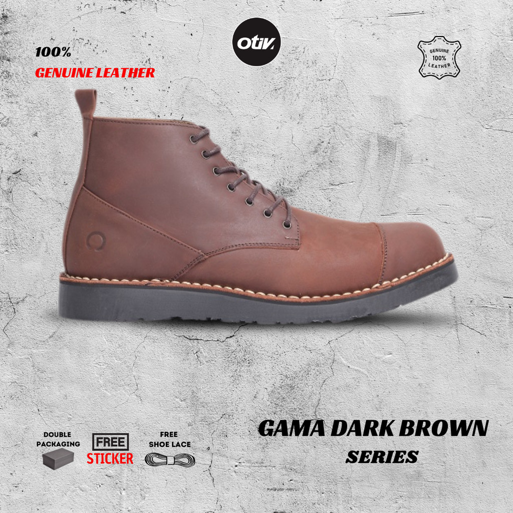 OTIV Gama Dark Brown | Sepatu Boots Kulit Asli Pria