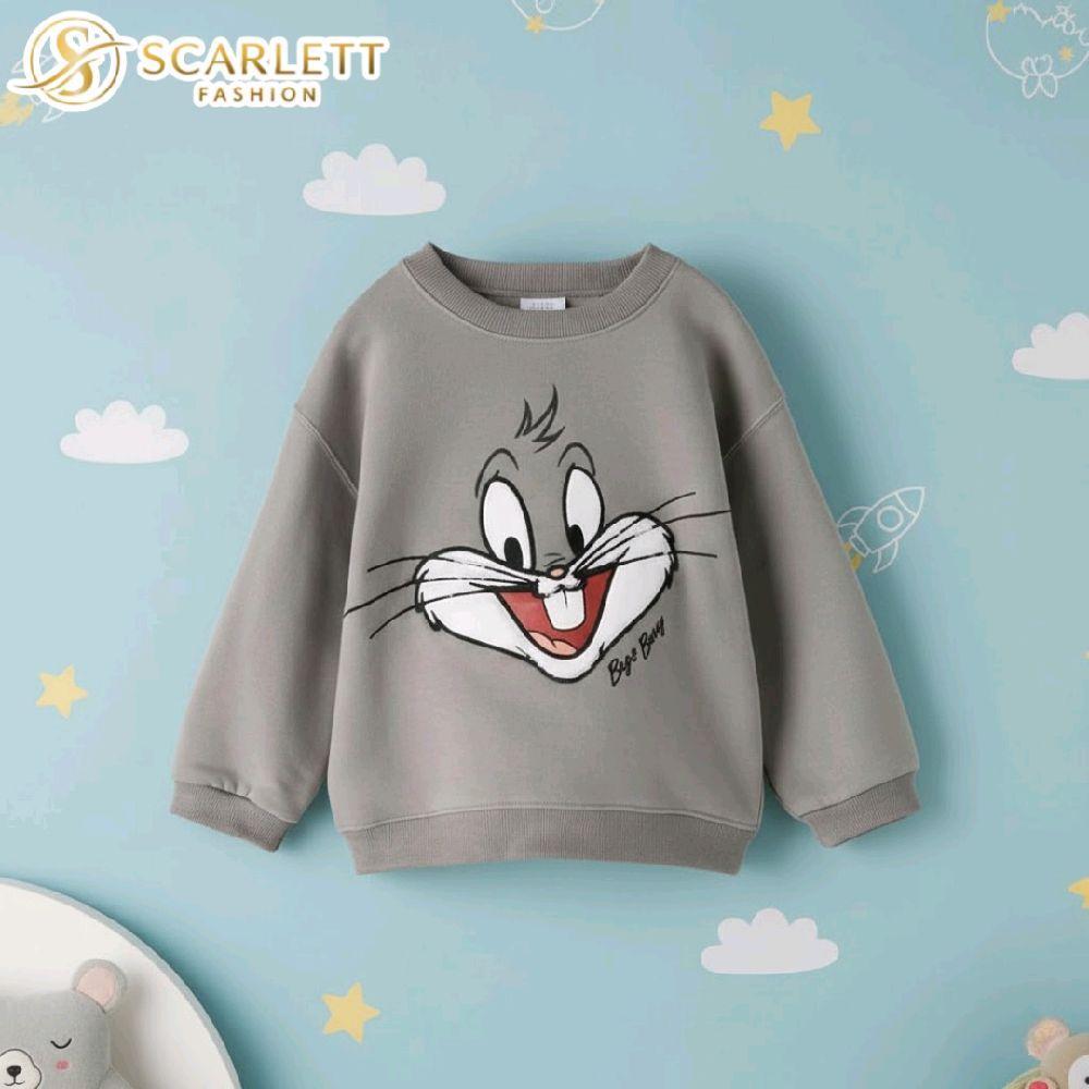 Scarlett Fashion Sweater Crewneck Anak Laki-laki Perempuan Usia 1-12 Tahun Motif BUGS_BUNNY Bahan Fl