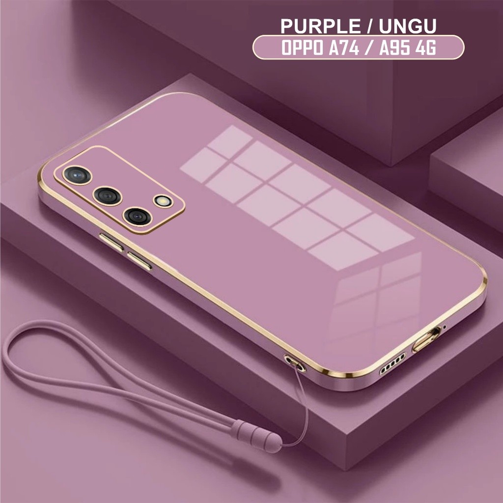 Softcase Oppo A54 A74 A94 4G Case Luxury Plating Free Tali Lanyard