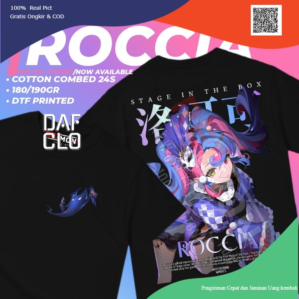 T-Shirt / Kaos Baju Game Roccia Wuthering Waves d1
