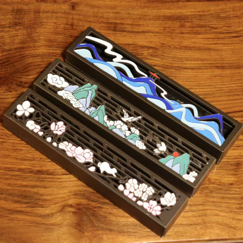 Antique Zen Incense Burner Incense Holder Landscape Flower Bird Colorful Box Incense Burner Ornament