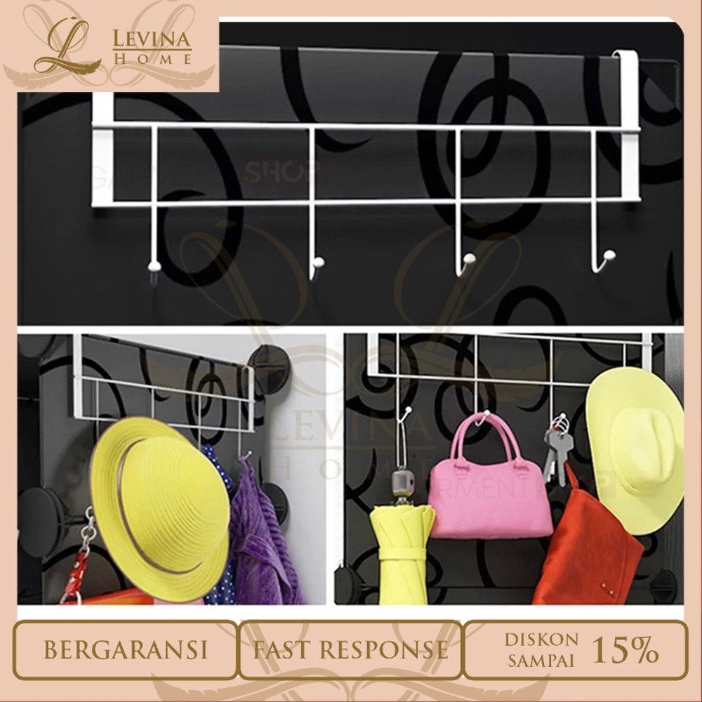 Gantungan Kait Kapstok Lemari Sepatu 5 Hook, Tempat Tas Topi dan Payung Multifungsi Rumah [Levina Ho