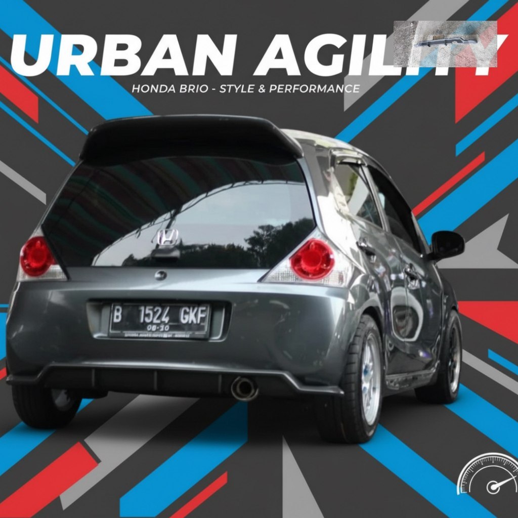 Aksesoris Mobil Lips Bemper Belakang Brio 2012-2017 Diffuser