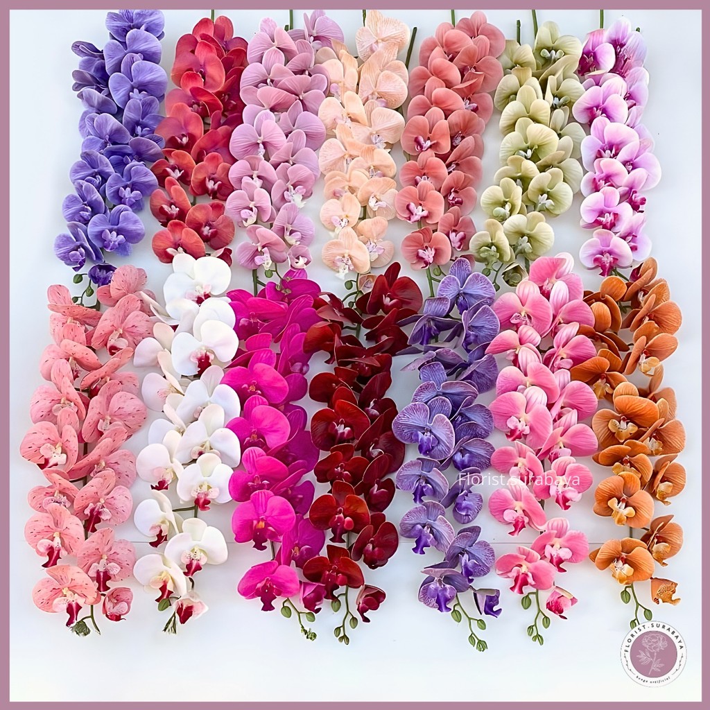 Bunga Anggrek Latex 11 Kuntuman Import Premium Bunga Anggrek Bulan Artiifcial Dekorasi Wedding
