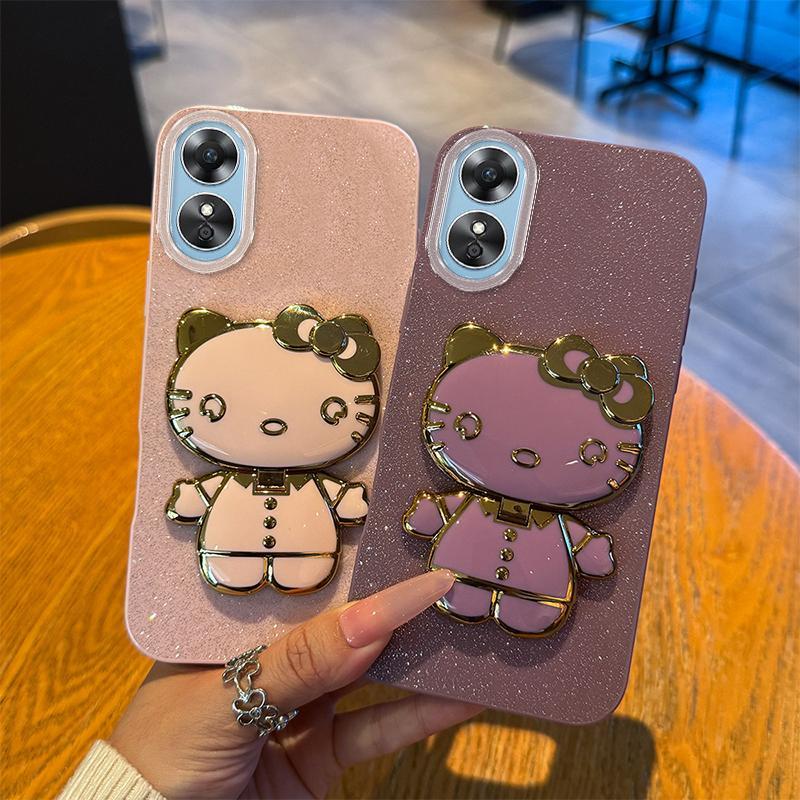 Soft Silikon Case Untuk Hp OPPO A38 OPPOA38 CPH2579 Casing Softcase Glitter Dengan Cermin Bracket Ce