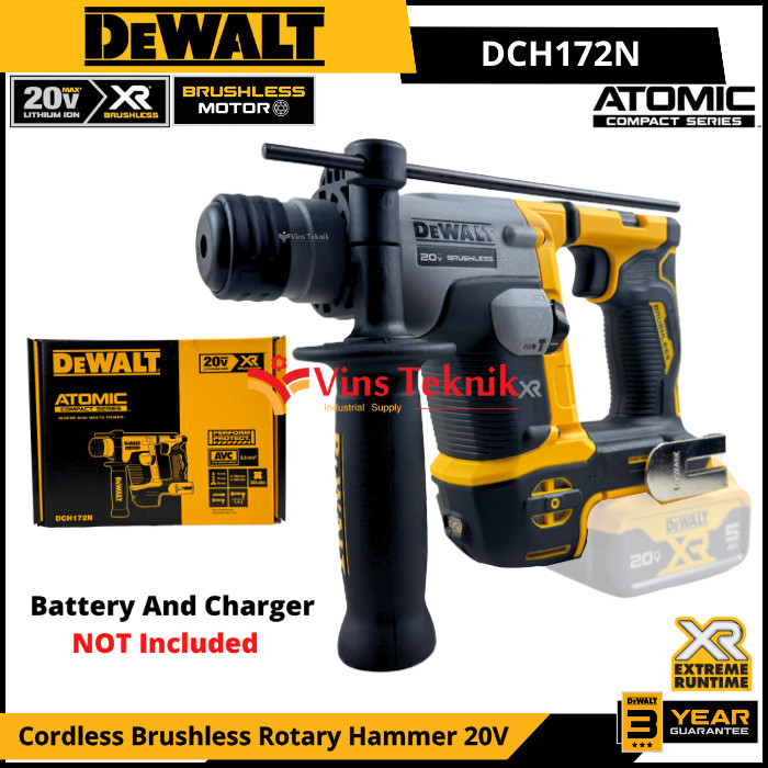 DEWALT Mesin Bor Beton Baterai Cordless Brushless Rotary Hammer 20V DCH172N