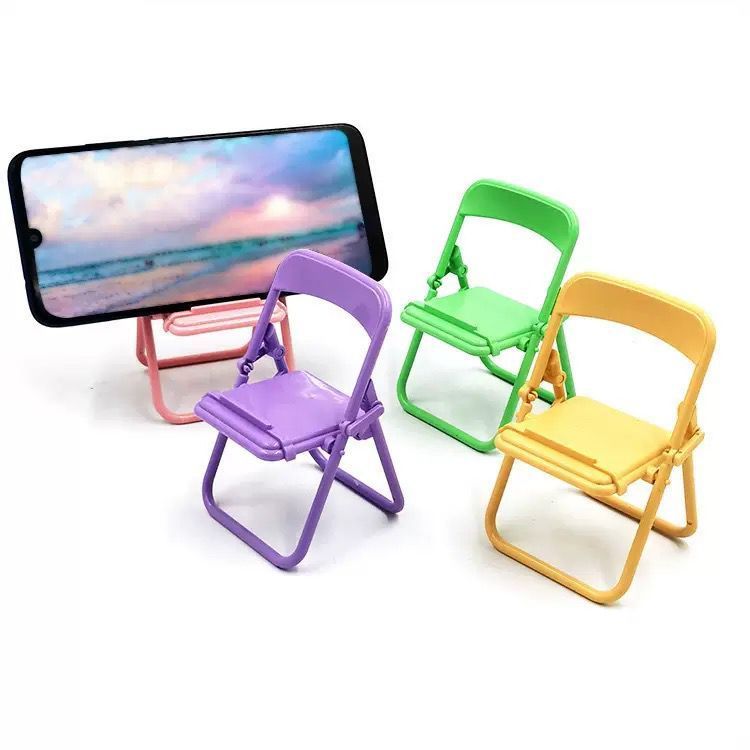 Holder HP Unik Bentuk Phone Holder Kursi Mini Lipat Stand HP Meja Portable Universal Warna Lucu