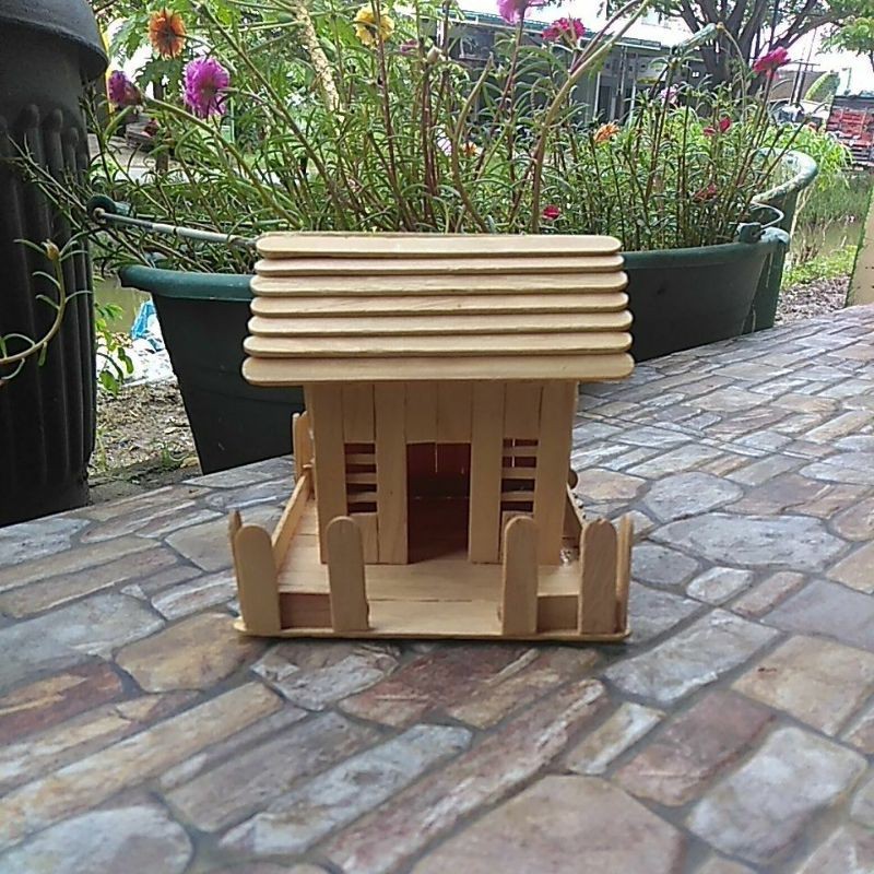 miniatur rumah kecil dari stik es krim kerajinan tangan prakarya