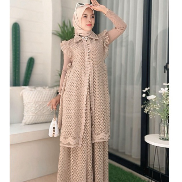 NURKHAYAH.SHOP Setrok Kinan Vest set, Kinan  Outer Wanita,Set Blazer Wanita,Setelan Rok Wanita konda