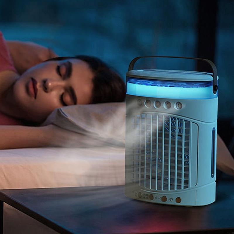 425B Bladeless Oscillating Air Cooling Tower Fan with Humify and Light Portable Desktop Contioner El