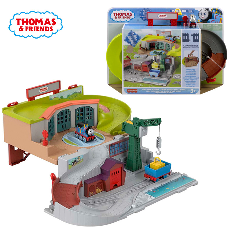 Thomas & Friends Sodor Take-Along Playset with ecast Thomas Engine & Cranky The Crane Portable Sodor