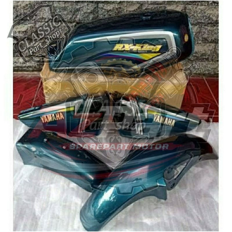 Tangki Set Spakbor Box Aki Motor Yamaha Rx King Hijau Botol 2001