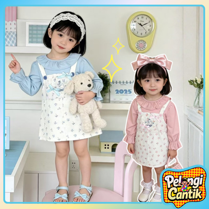 Uisa 6 Bulan - 5 Tahun Dress Anak Perempuan Bow Decoration Ruffle Gaun Anak Perempuan Lengan Panjang