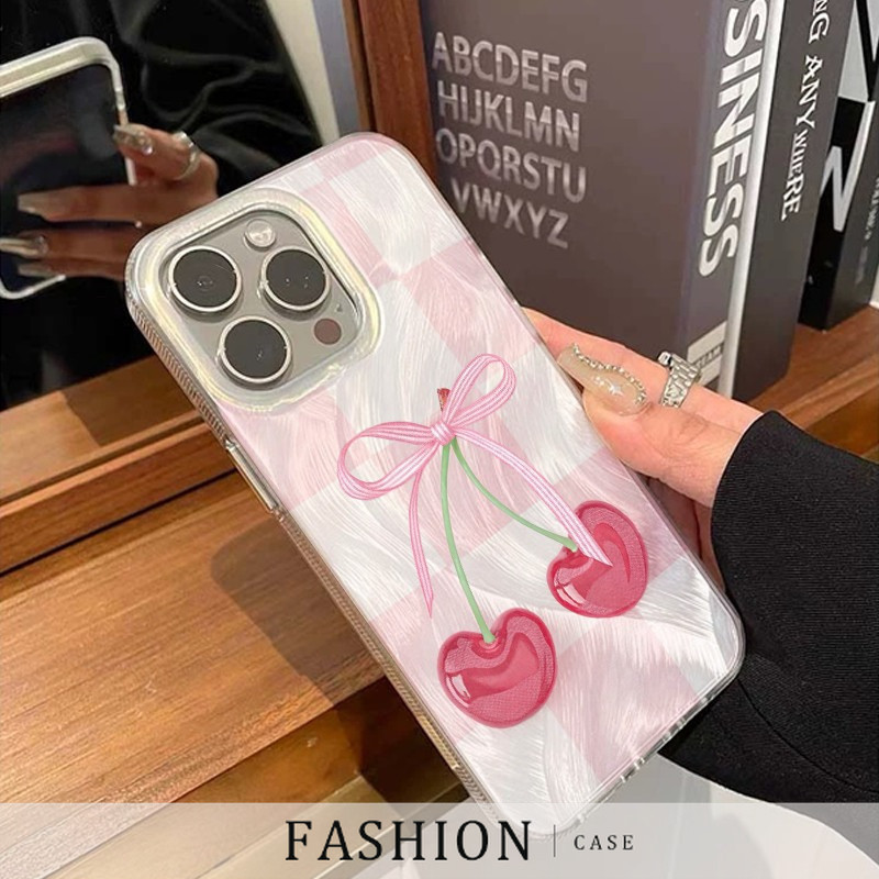 FashionCase Casing Ceri dan busur TPU IPhone 11 13 15 XR XS Max Redmi 9A 9C 9C NFC 14C 4G POCO C75 1