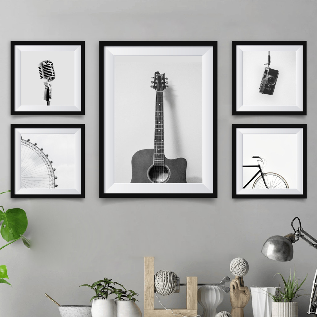 Hiasan Dinding Hitam Putih Retro Vintage Pajangan Musik Poster Band Kamar Aesthetic