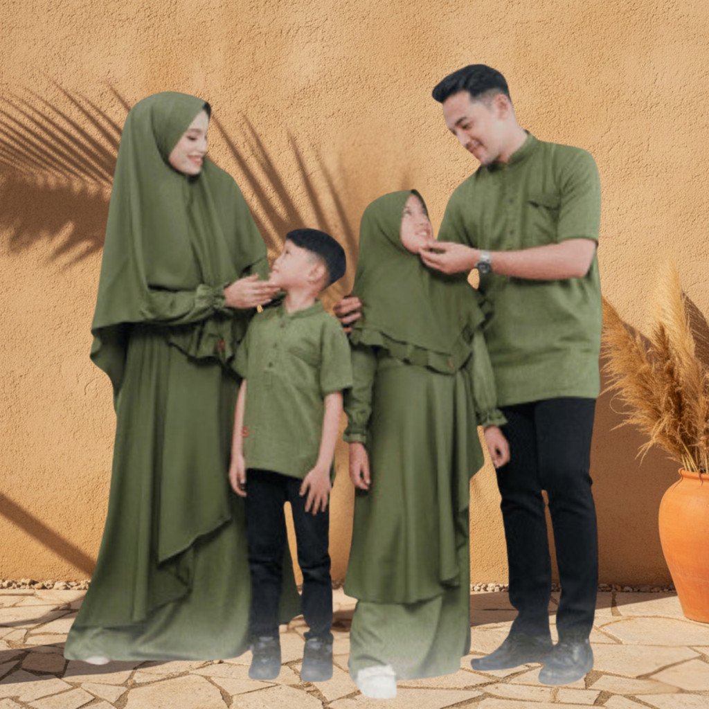 Arra Couple Lebaran Keluarga Sarimbit Baju Family Rayyan Army Muslim