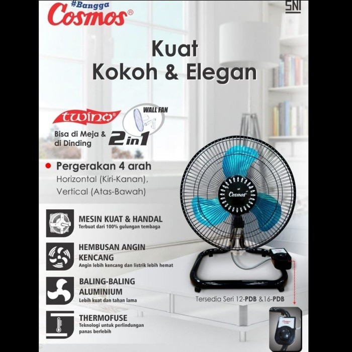 COSMOS - KIPAS ANGIN 16 PDB 16 INCH bisa Meja & Dinding