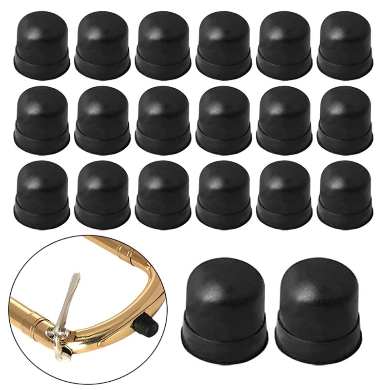20Pcs Trombone Slide Silicone Protectors Black Trombone Slide Silicone End Tip Bumper Trombone Repai
