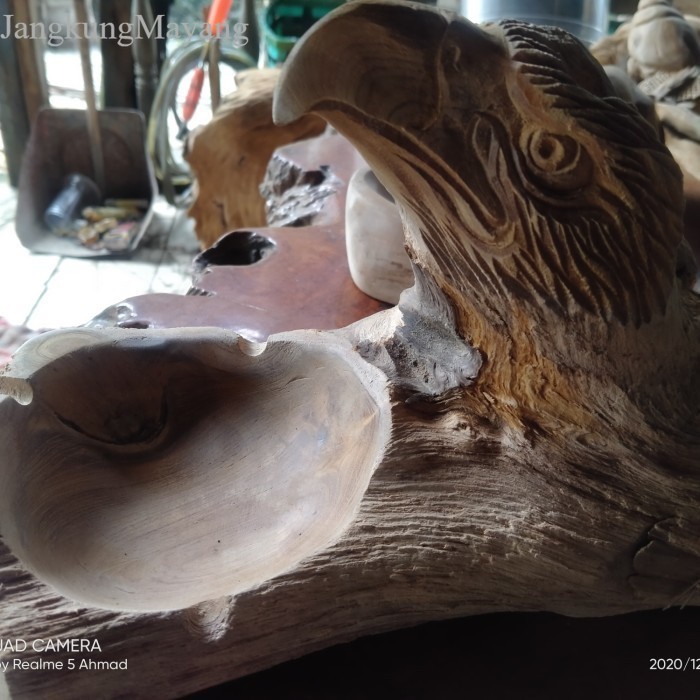 A SALE TERBATAS asbak ukir kayu jati kepala elang TERBARU murah