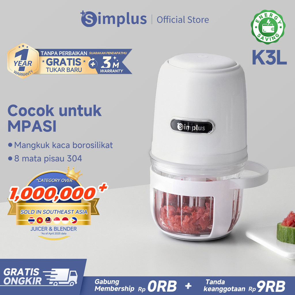 Simplus Penggiling Daging Listrik Kecil Multifungsi Menggiling Makanan Bayi  8 Mata Pisau