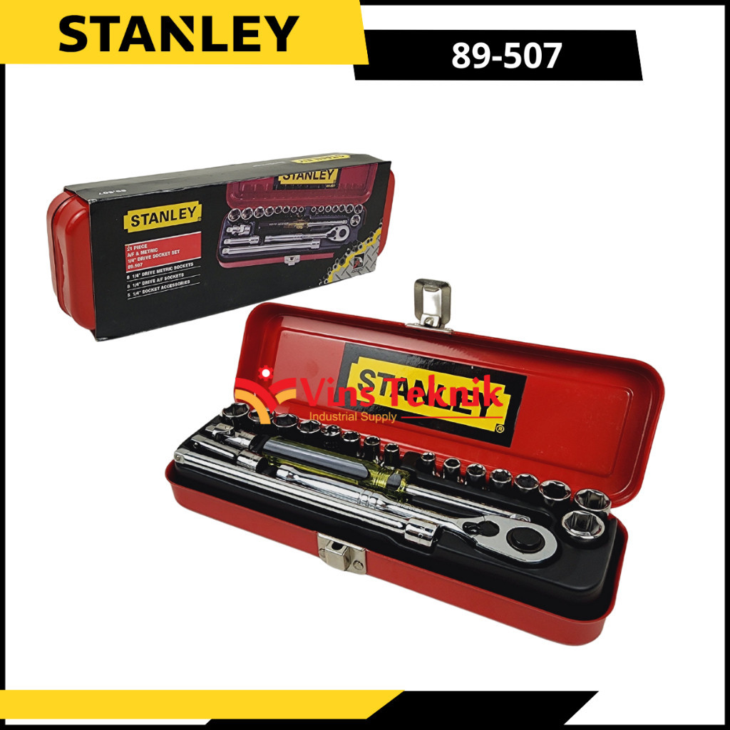 STANLEY 89-507 Imperial Socket Kunci Shock Stanley Set 21Pcs 1/4" 6Pt