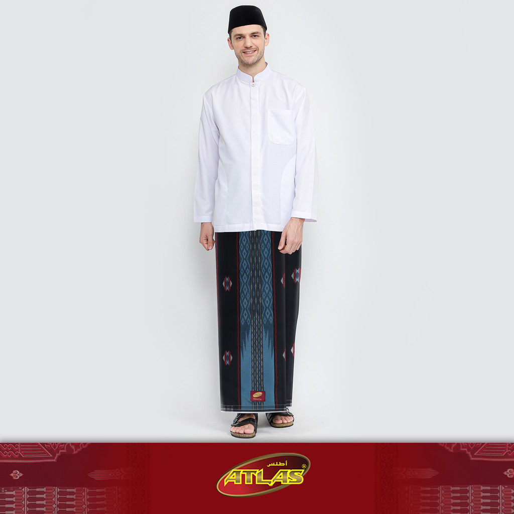 Sarung ATLAS Premium 780 Songket Gunung SJ Hitam Biru