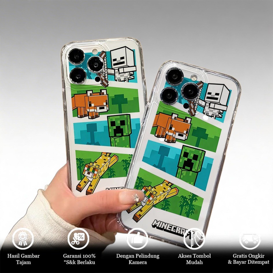 SKT10 - CASING SOFTCASE BENING MINECRAFT PREMIUM PRO CAMERA KOMPATIBLE UNTUK REDMI 15 NOTE 14 5G 13 