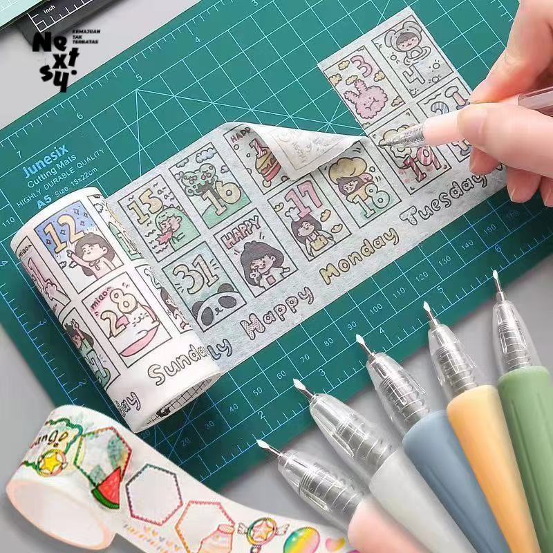 Pisau pulpen ukir kertas stiker mekanik Mini pen cutter knife sticker DIY Pemotong kertas aesthetic 
