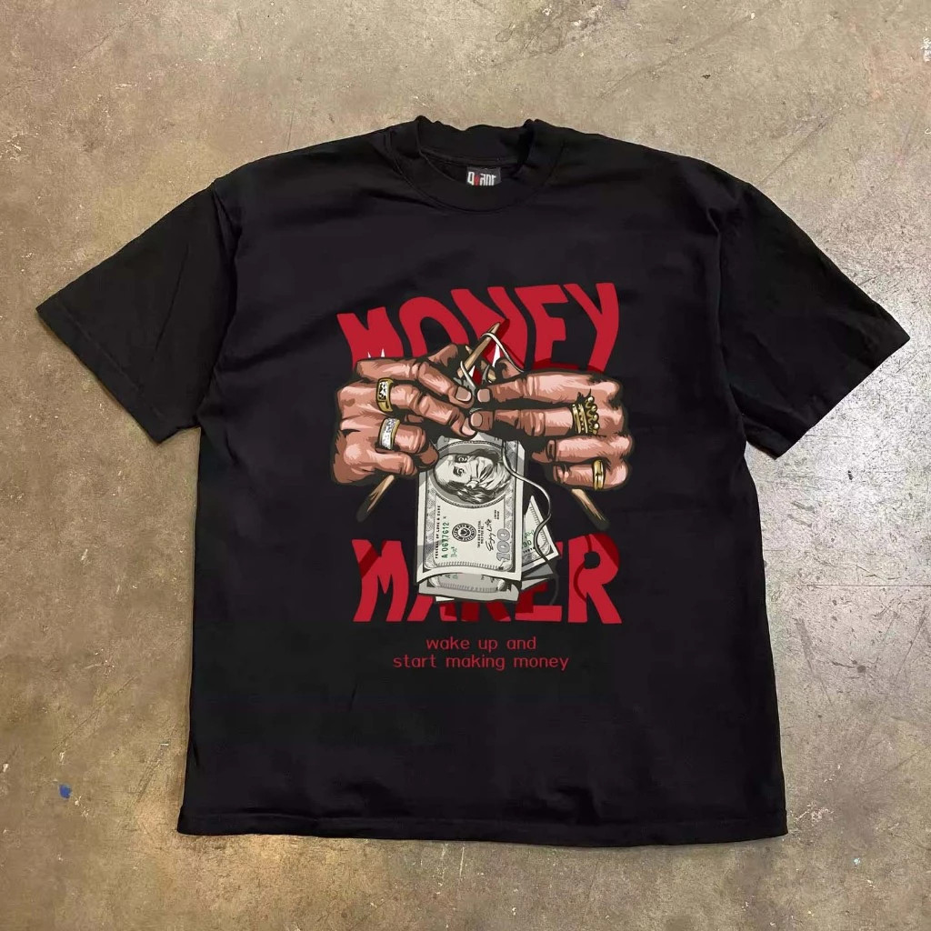 MONEY MARER Korea Style T-shirt Oversize | Kaos Wanita Putih | Kaos pria dan wanita